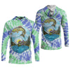 Joycorners Bear Fishing Green And Purple Cool Tie Dye Patterns Fishing UPF Shirts, Fishing Gifts For Men, Men's Fishing Shirt