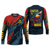 Joycorners Catch The Wave Shark Fishing SPF Shirt, Mens Fishing Shirts Long Sleeve, Gift For Fisherman