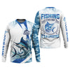 Joycorners Fishing It's Not A Hobby It's A Lifestyle Blue Camo Fishing UPF Shirts, Blue Marlin Fishing Shirts For Men
