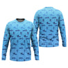 Joycorners Swordfish Pattern Blue Fishing Shirt, Cute Fishing Outfits, SPF Shirt For Men, Men's Fishing Shirt
