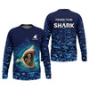 Joycorners Shark Fishing Team Shirt, Blue Camo Fishing UPF Shirts, Fishing Gifts For Men, Fishing Shirt With Hood