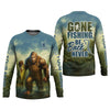 Joycorners Gone Fishing Be Back Never Sasquatch Fishing SPF Shirt, Performance Fishing Shirts, Men's Fishing Shirt