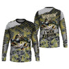 Joycorners Wishin I Was Fishin Camo Fishing Shirt, Bass Fishing Shirt, SPF Shirt For Men, Presents For Fishermen