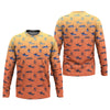 Joycorners Swordfish Pattern Orange Fishing Shirt, Cute Fishing Outfits, SPF Shirt For Men, Men's Fishing Shirt