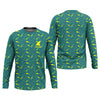 Joycorners Green And Yellow Shark Pattern Performance Fishing Shirts, SPF Shirt For Men, Fishing Gifts For Men