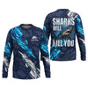 Joycorners Sharks Will Kill You Performance Fishing Shirts, SPF Shirt For Men, Presents For Fishermen