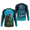 Joycorners Gone Fishing Be Back Bigfoot Blue Fishing Shirt, SPF Shirt For Men, Gift For Fisherman, Men's Fishing Shirt