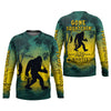 Joycorners Gone Squatchin And Catching Yellow Forest Bigfoot Fishing UPF Shirts, Funny Fishing Shirt, Fishing Gifts For Men