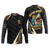 Joycorners Shark Week Hexagon Pattern Black Fishing Shirt, SPF Shirt For Men, Men's Fishing Shirt