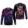 Joycorners The Lone Below Shark And Skull Purple Fishing Shirt, SPF Shirt For Men, Men's Fishing Shirt