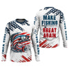 Joycorners Make Fishing Great Again Patriotic Fishing Shirt, Red White Blue SPF Shirt For Men, Fishing Shirts For Men