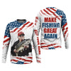 Joycorners Make Fishing Great Again Patriotic Fishing Shirt, Red White Blue Fishing UPF Shirts, Men's Fishing Shirt