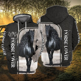 Joycorners Love Horse Black Custom Name 3D Shirts