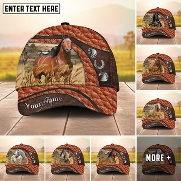 Joycorners Personalized Horse Orange Brown Leather Style Cap (9 Breeds)