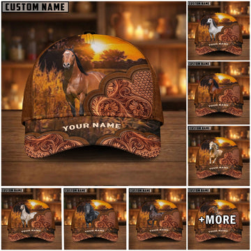 Joycorners Personalized Golden Sunset Tooled Leather Cap