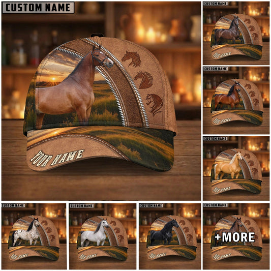 Joycorners Personalized Sunset Zipper Horse Portrait Cap