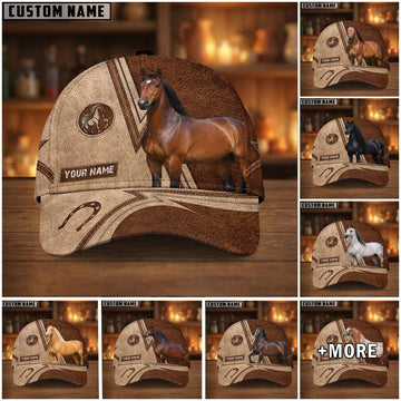 Joycorners Personalized Equestrian Horseshoe Leather Classic Cap( 8 Breeds)