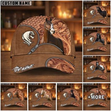 Joycorners Horse Zipper Leather Texture Cap – Western Cowboy Style (8 Breeds)