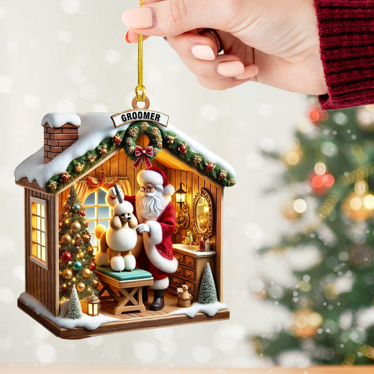 Joycorners Santa Groomer Home Decor Christmas Ornament, Personalized Ornament 2D Flat LM2211