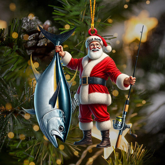 Joycorners Santa Fishing Home Decor Christmas Ornament, Personalized Ornament 2D Flat LM2211