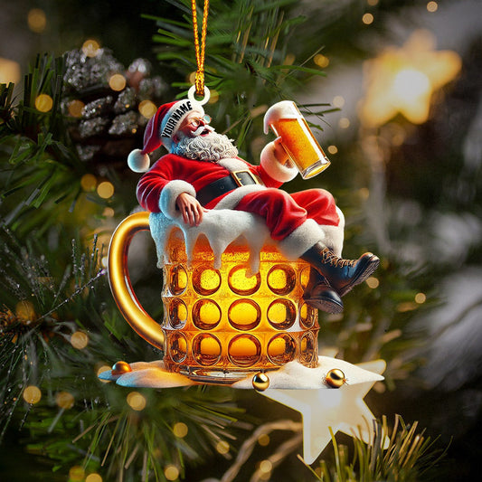 Joycorners Beer Santa Home Decor Christmas Ornament, Personalized Ornament 2D Flat LM2211