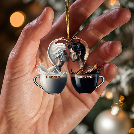 Joycorners Couple Coffee Christmas Home Decor Christmas Ornament, Personalized Ornament 2D Flat LM2211