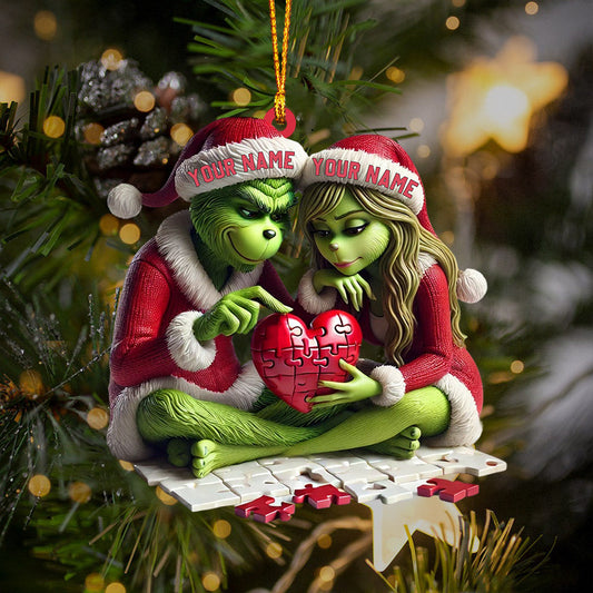 Joycorners ELF Couple Christmas Home Decor Christmas Ornament, Personalized Ornament 2D Flat LM2211