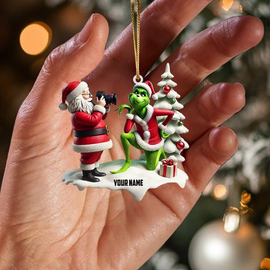 Joycorners Santa Take Photo Home Decor Christmas Ornament, Personalized Ornament 2D Flat LM2211