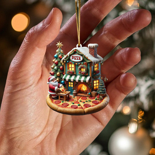 Joycorners Pizza Santa Home Decor Christmas Ornament, Personalized Ornament 2D Flat LM2211