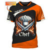 Joycorners 3D Full Print Blazing Chef Knifes Shirt Personalized Name Gift For Chef Lovers MT2509