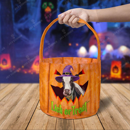 Joycorners Holstein Cattle Lick or Treat Personalized Name Halloween Spooky Candy Basket