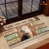 God Says You Are - Hereford Cattle Doormat
