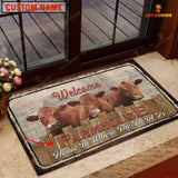 Joycorners Red Angus Welcome Custom Name Doormat