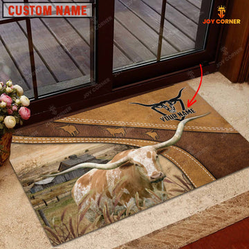 Joycorners Texas Longhorn Personalized - Welcome  Doormat