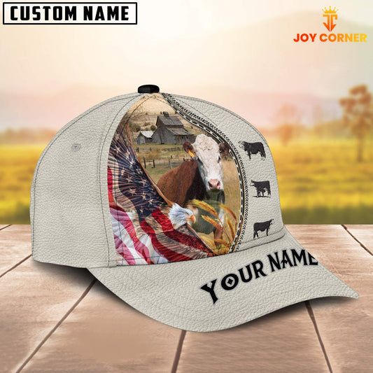 Joy Corners Hereford Eagle US Flag Leather Pattern Customized 3D Cap