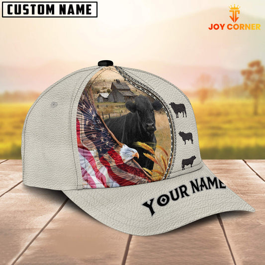 Joy Corners Black Angus Eagle US Flag Leather Pattern Customized 3D Cap