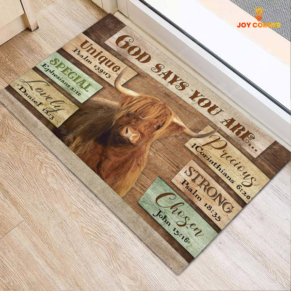 God Says You Are - Highland Cattle Doormat