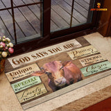 God Says You Are - Beefmaster Cattle Doormat