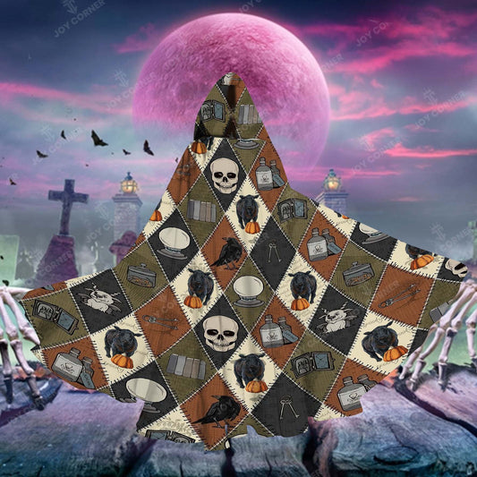 Joy Corner Pumpkin Light Black Angus Halloween Pattern Special Hooded Cloak