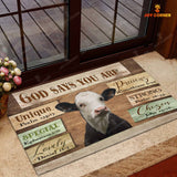 God Says You Are - Black Baldy Cattle Doormat