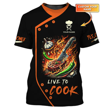 Joycorners 3D Full Print Chef's Knife With Mouth-Watering Steak T-Shirts Personalized Name Gift For Chef Lovers MT2509