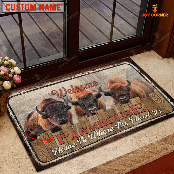 Joycorners Bison Welcome Custom Name Doormat