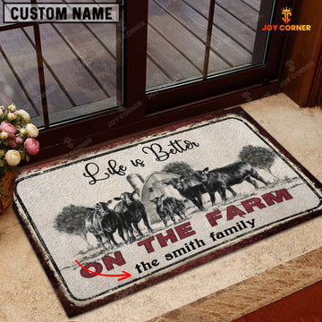 Joycorners Black Angus Life is Better Custom Name Doormat