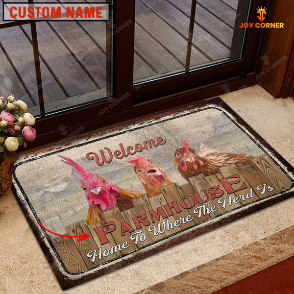 Joycorners Chicken Welcome Custom Name Doormat