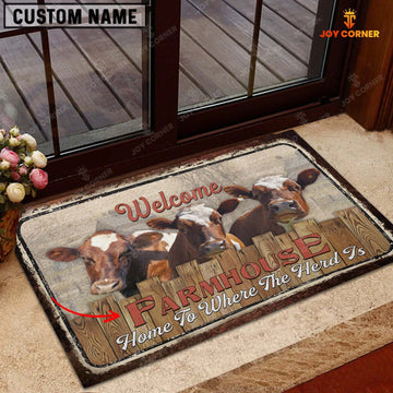 Joycorners Ayrshires Custom Name- Home To Where The Herd Is FarmHouse Doormat