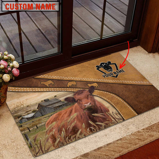 Joycorners Red Angus Personalized - Welcome  Doormat