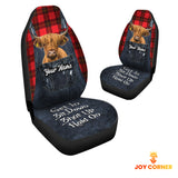 Joycorners Customized Name Highland Jean Overalls Pattern Car Seat Covers (2Pcs)