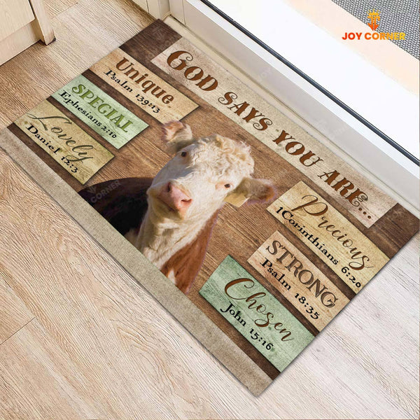 God Says You Are - Hereford Cattle Doormat