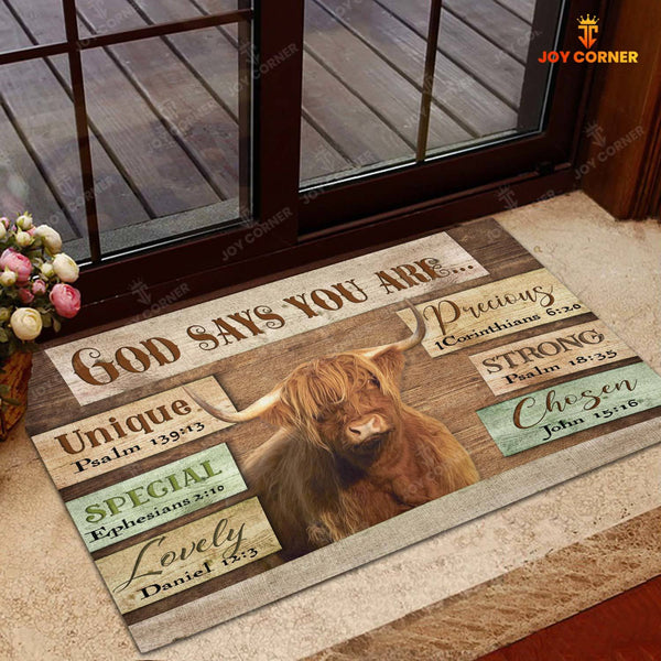 God Says You Are - Highland Cattle Doormat