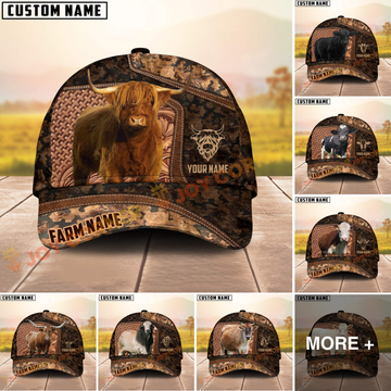 Joycorners Camo Cow Farm Cap Gift Custom Name 3D Cap (10 Breeds)